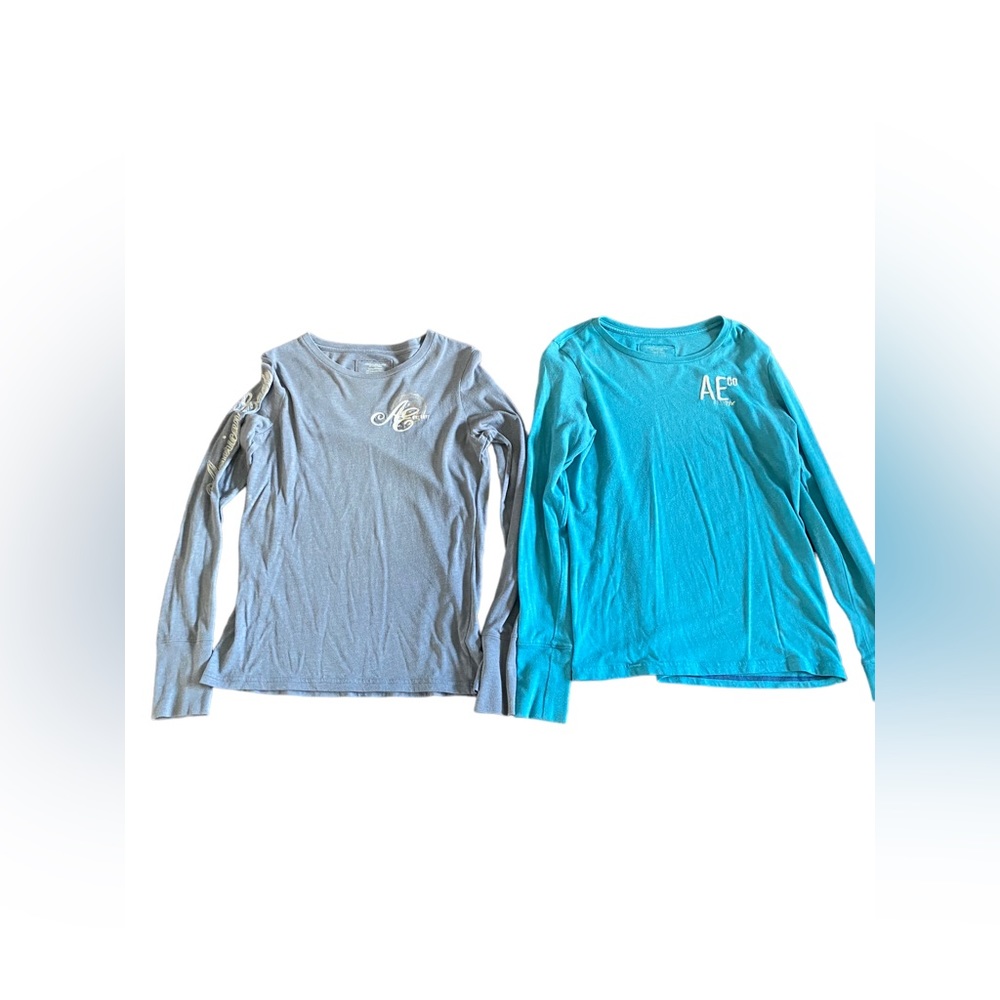 Two American Eagle Long Sleeve Shirts Lg